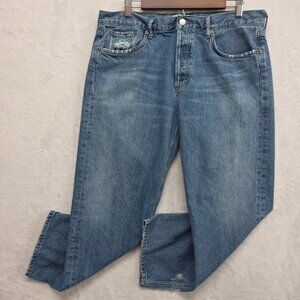 AGolde Mens Straight Leg Button Fly Denim Jeans Size 32x25 Distressed Vintage